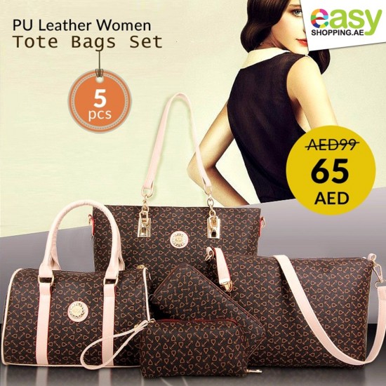 5 PCS PU Leather Women Tote Bags Set 19117 